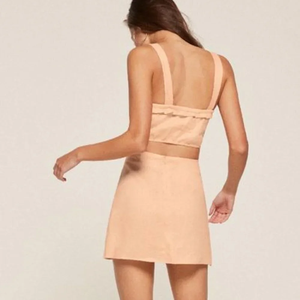 Reformation Carolisa Skirt Set in Peach size 6 NWT